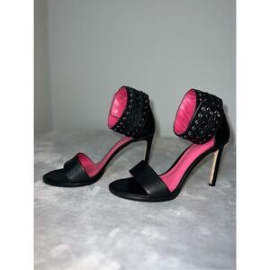 Diesel Stilettos Black Pink. Leather Grommet Ankle Cuff US 8 EU 38
